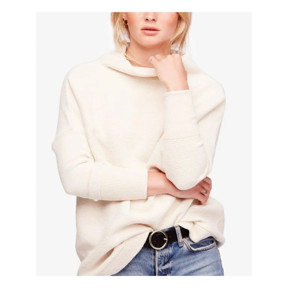 FREE PEOPLE Ivory Cowl Neck Long Sleeve Casual Sweater sz Small